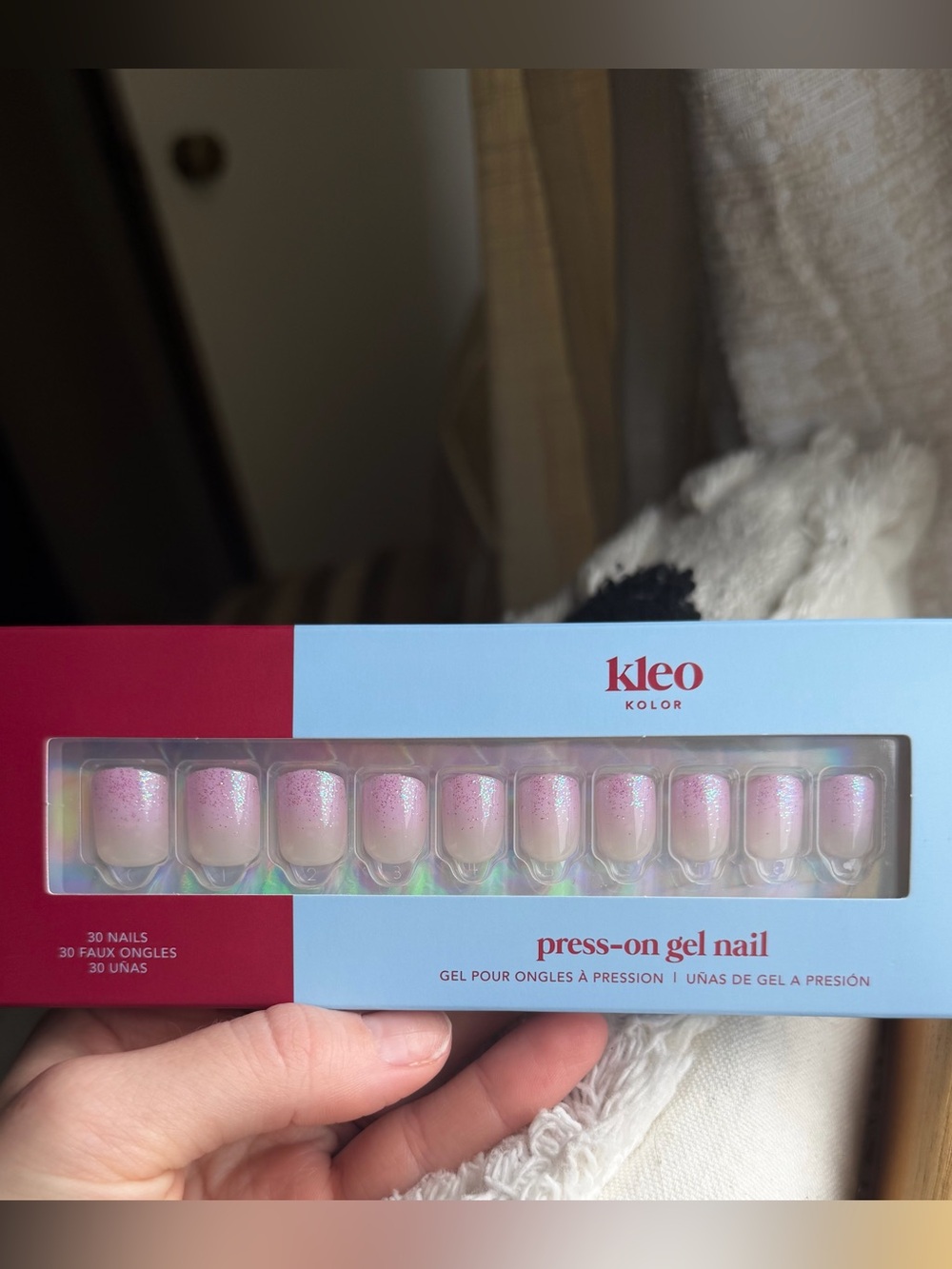 Kleo Kolor Pink Glitter Ombre Press-On Gel Nails